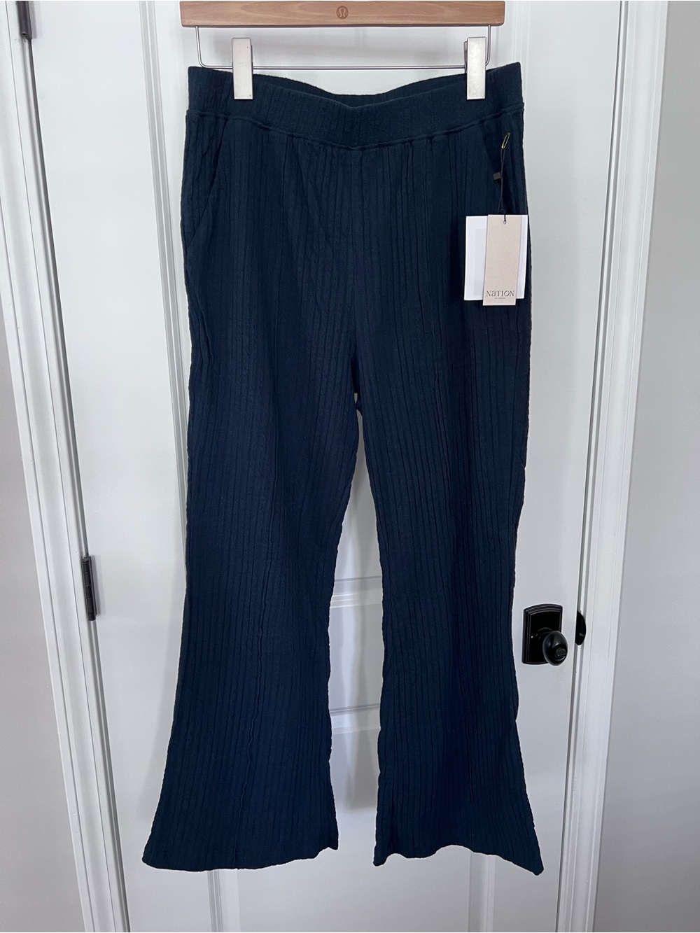 NWT Nation Navy Pull On Flare Leg Lounge Pants Size Medium